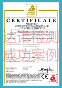 宁海跃亿机电设备有限公司CE认证证书